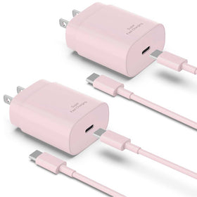 Pink 2 Pack 25W Fast Home Charger, Adapter Power Quick 2 Pack 6ft USB-C Cable PD Type-C - TNKXW188