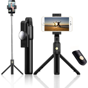 Selfie Stick, Self-Portrait Stand Remote Shutter Built-in Tripod Wireless - TNKG32