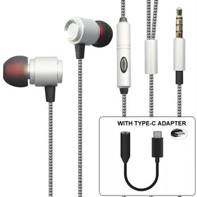 Headset, Earbuds Metal Hands-free Mic Earphones Type-C Adapter - TNKS49