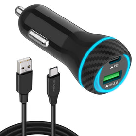 Quick Car Charger, Adapter Power Type-C PD 2-Port USB Cable 43W - TNKE20