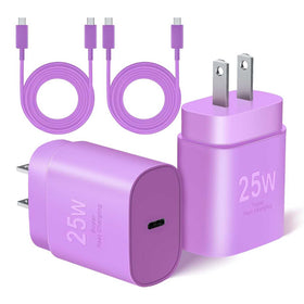 Purple 2 Pack 25W Fast Home Charger, Adapter Power Quick 6ft and10ft USB-C Cable PD Type-C - TNKXW234