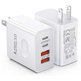 2 Pack 40W Wall Charger, Home and Travel AC Plug Power Adapter Block 2 USB-C USB Ports Adaptive Fast Cube - TNKXW271