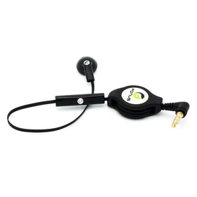 Retractable Mono Earphone, Earbud Handsfree Headset 3.5mm w Mic Headphone - TNKJ80