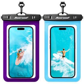 2 Pieces Purple-Blue Waterproof Case Underwater Transparent Bag Pouch with Touch - TNKXW278