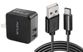 Home Charger, 6ft Type-C Cable 3.4A 2-Port USB 17W - TNKC05