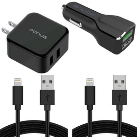 Fast Home Car Charger, Adapter Power Travel 6ft Long MFi USB Cable - TNKK45