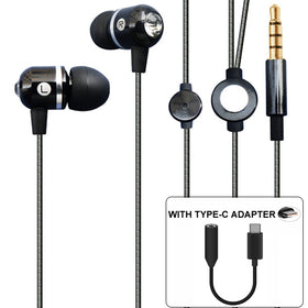 Headset, Earbuds Metal Hands-free Mic Earphones Type-C Adapter - TNKP10