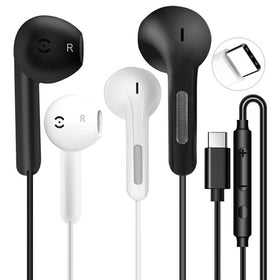 2 Pack TYPE-C Earphones, Earpieces Headset w Mic Headphone USB-C Earbuds - TNKXW203