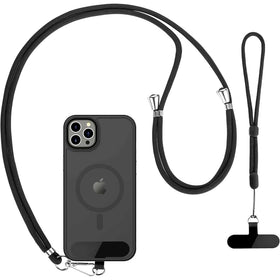 Black 2 Pack Phone Lanyard, For Phone Cases 1 Pcs Wrist Straps 1 Pcs Neck Straps Holder Adjustable - TNKXW273