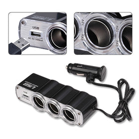 Car Charger, Strip Power DC Socket 3-Port Splitter - TNKM60