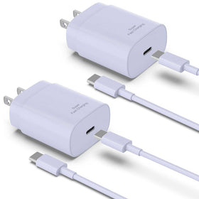Purple 2 Pack 25W Fast Home Charger, Adapter Power Quick 2 Pack 6ft USB-C Cable PD Type-C - TNKXW189