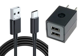 Home Wall Charger, AC Plug Charging Cord Wire 2-Port Power Adapter 6ft Long USB-C Cable - TNKM69